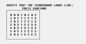 Screen showing scoreboard number pattern
